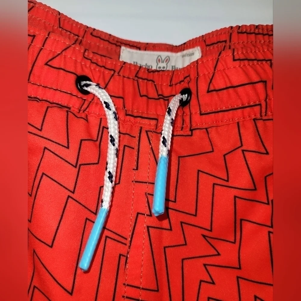 Psycho Bunny 32078 Boy's Swim Trunks In Bonfire Print Size 18/20 XL